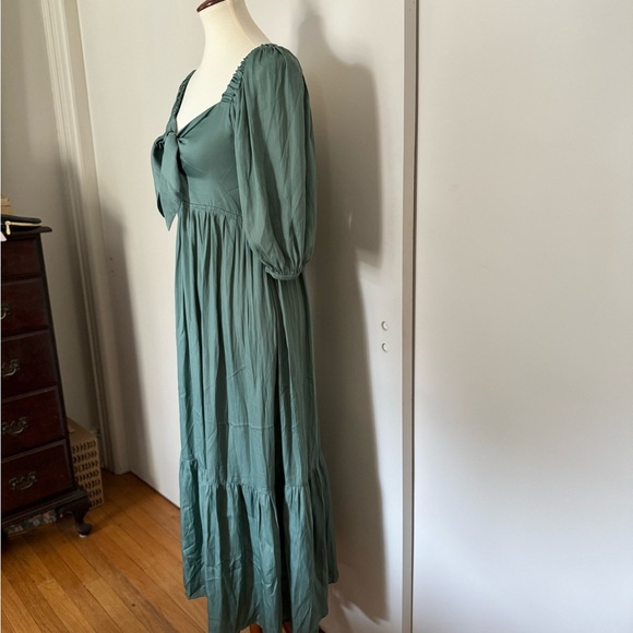Sam Front Tie satin Dress in Lagoon - Picture 9 of 13
